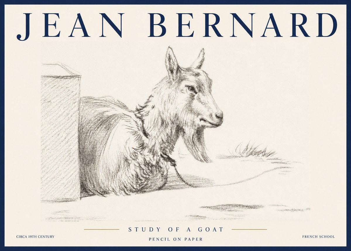 Jean Bernard Study of a Goat IV No5 - Póster