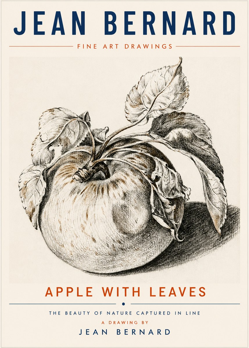 Jean Bernard Apple with Leaves No6 - Póster