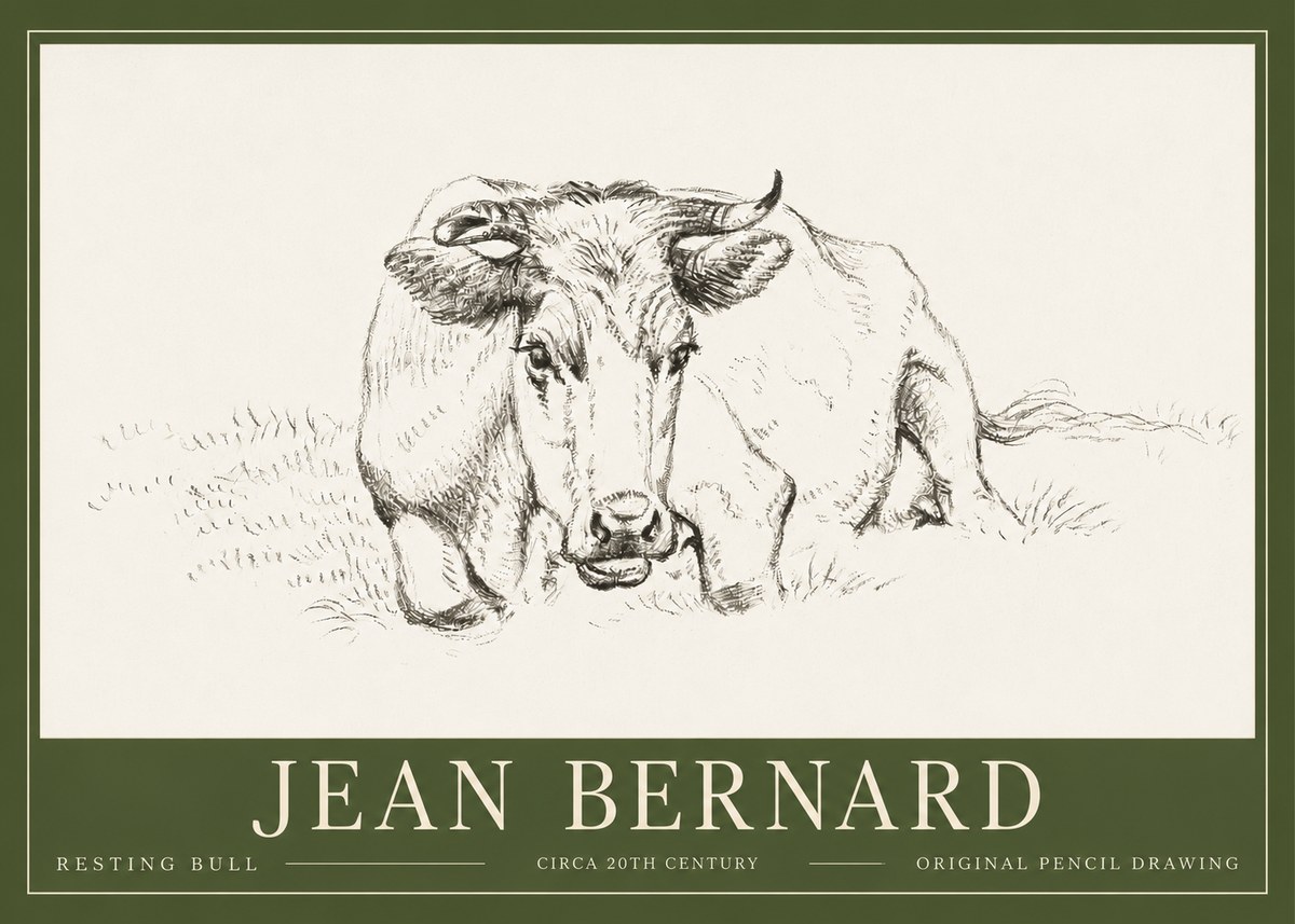 Jean Bernard Resting Cow II No6 - Póster