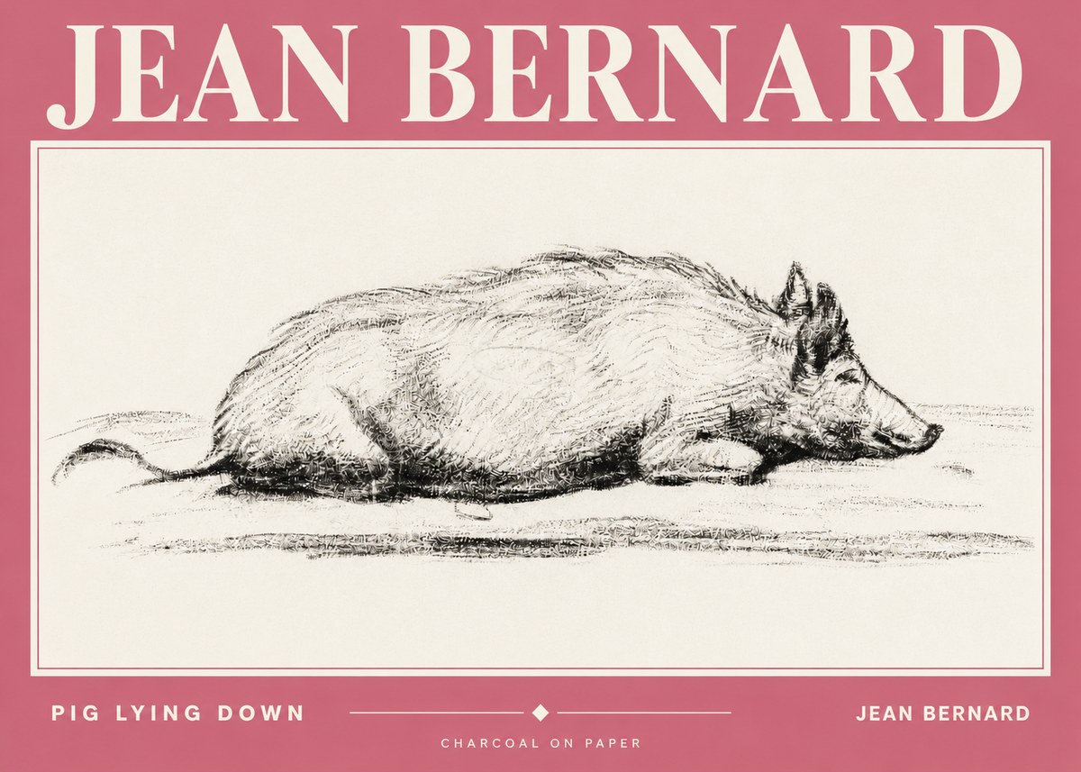 Jean Bernard Resting Pig I No4 - Póster