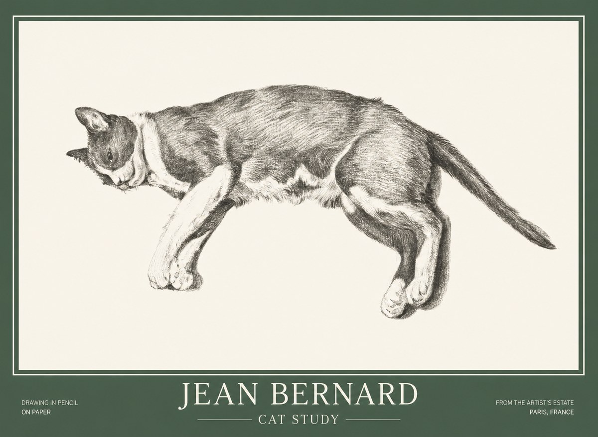 Jean Bernard Cat Study VII No1 - Póster