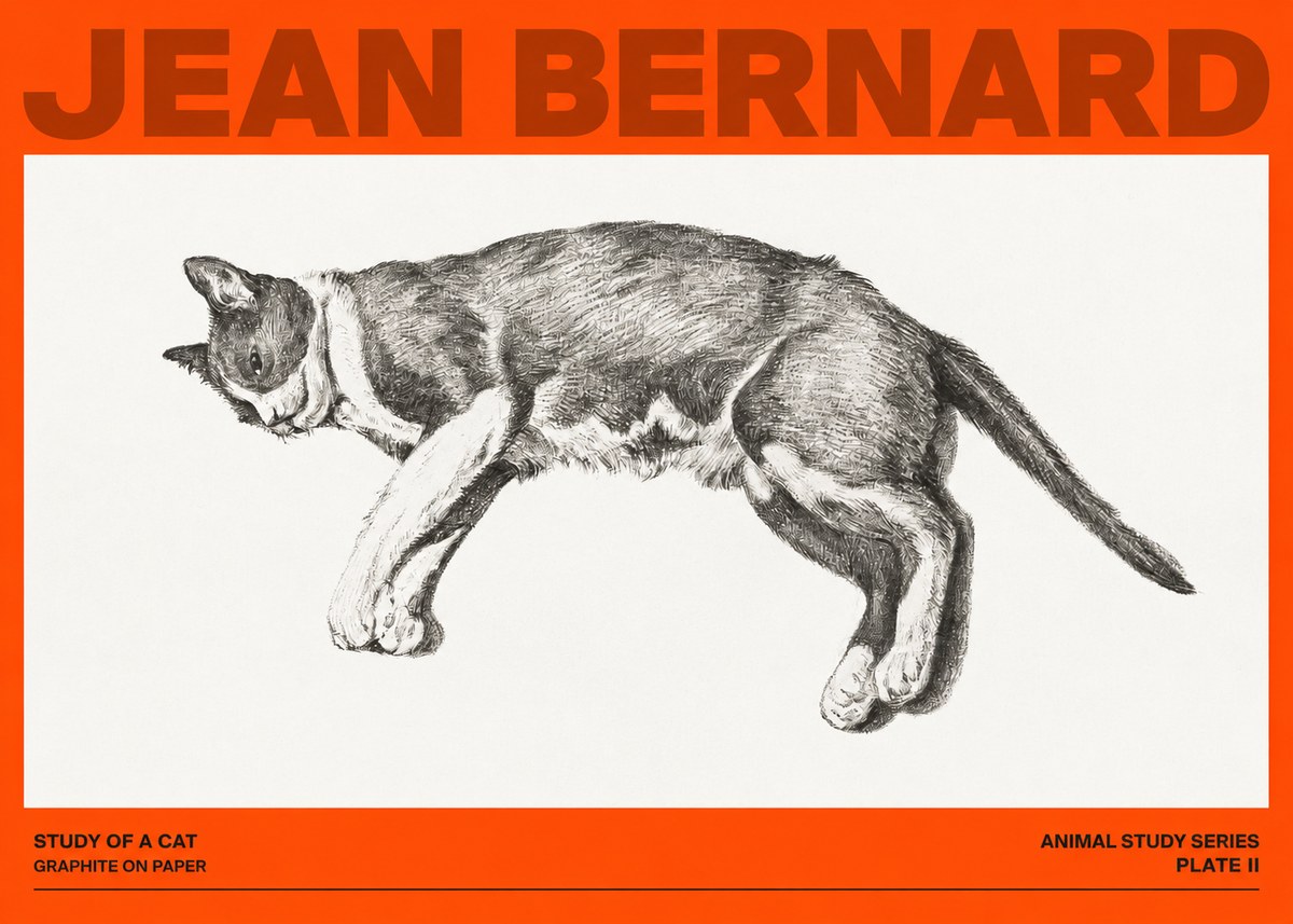 Jean Bernard Cat Study VII No4 - Póster