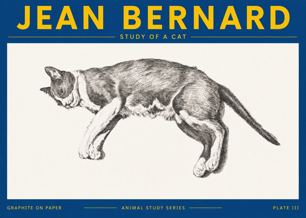 Jean Bernard Cat Study VII No5 - Póster