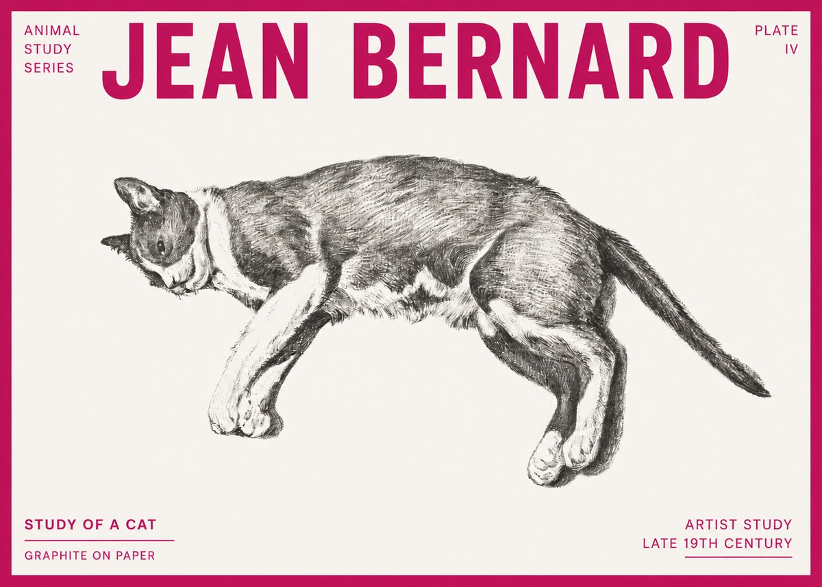 Jean Bernard Cat Study VII No6 - Póster