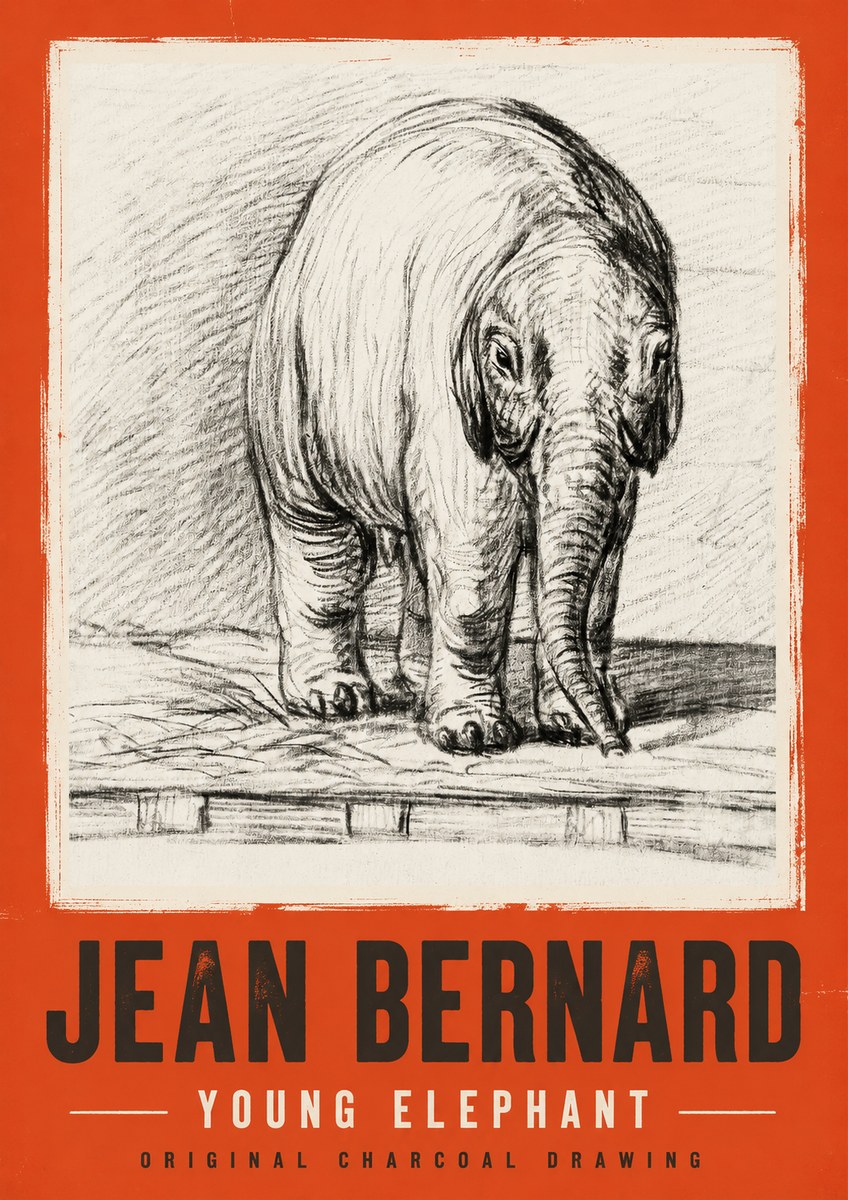 Jean Bernard Young Elephant No2 - Póster