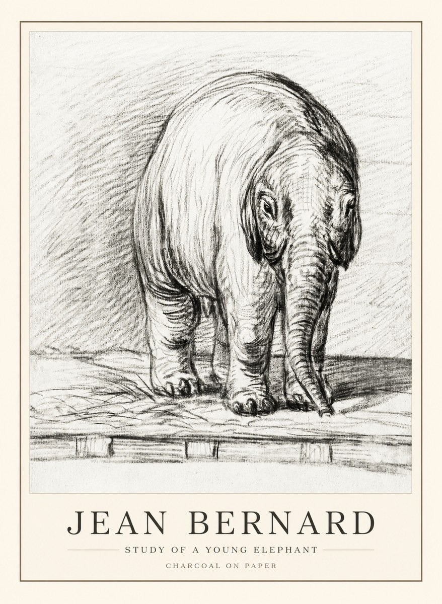Jean Bernard Young Elephant No3 - Póster