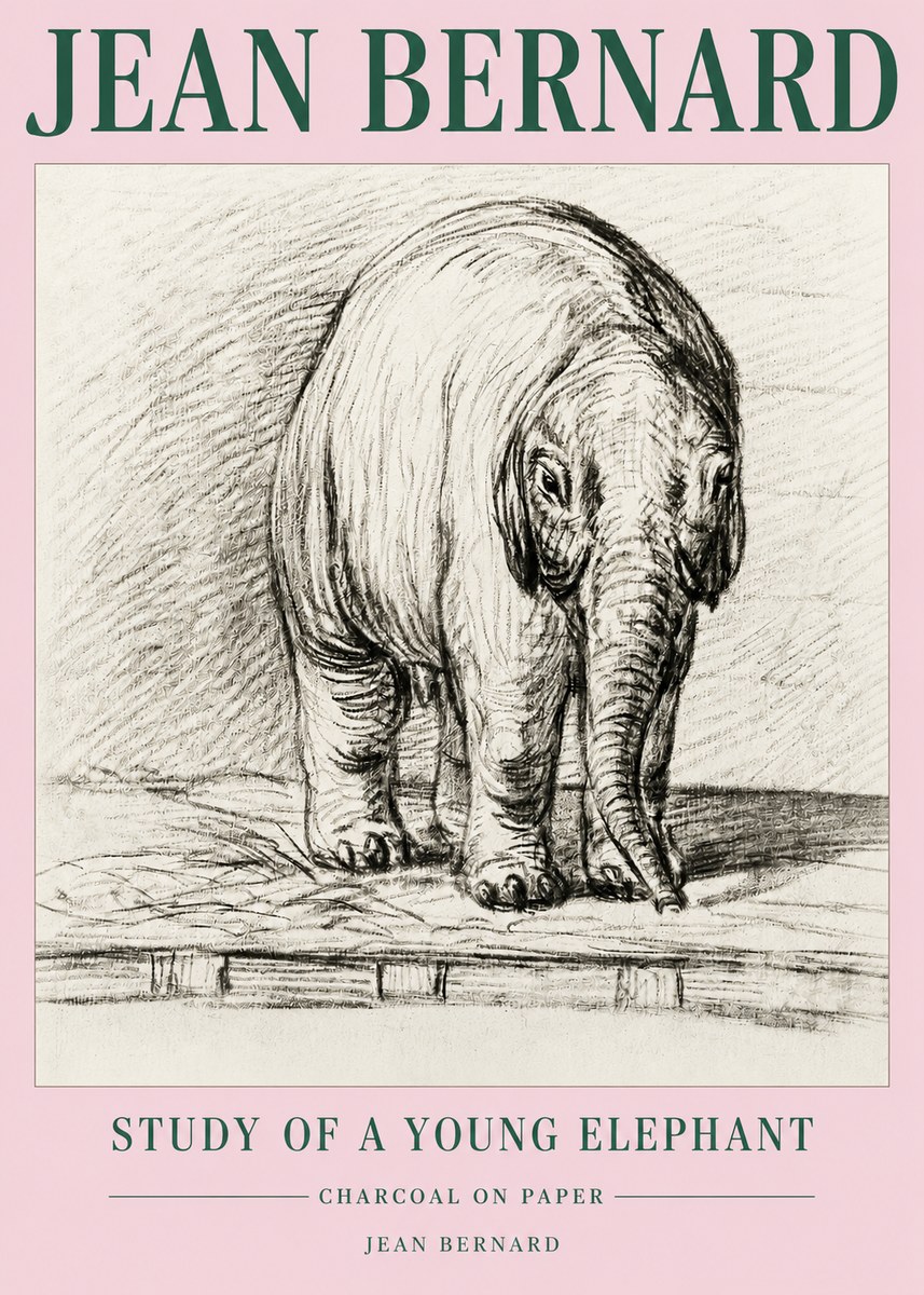 Jean Bernard Young Elephant No5 - Póster