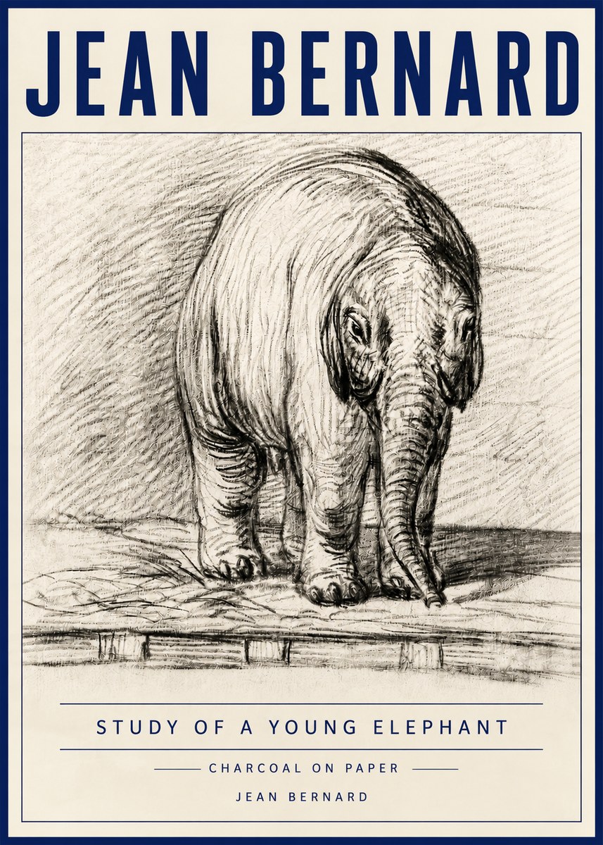 Jean Bernard Young Elephant No6 - Póster