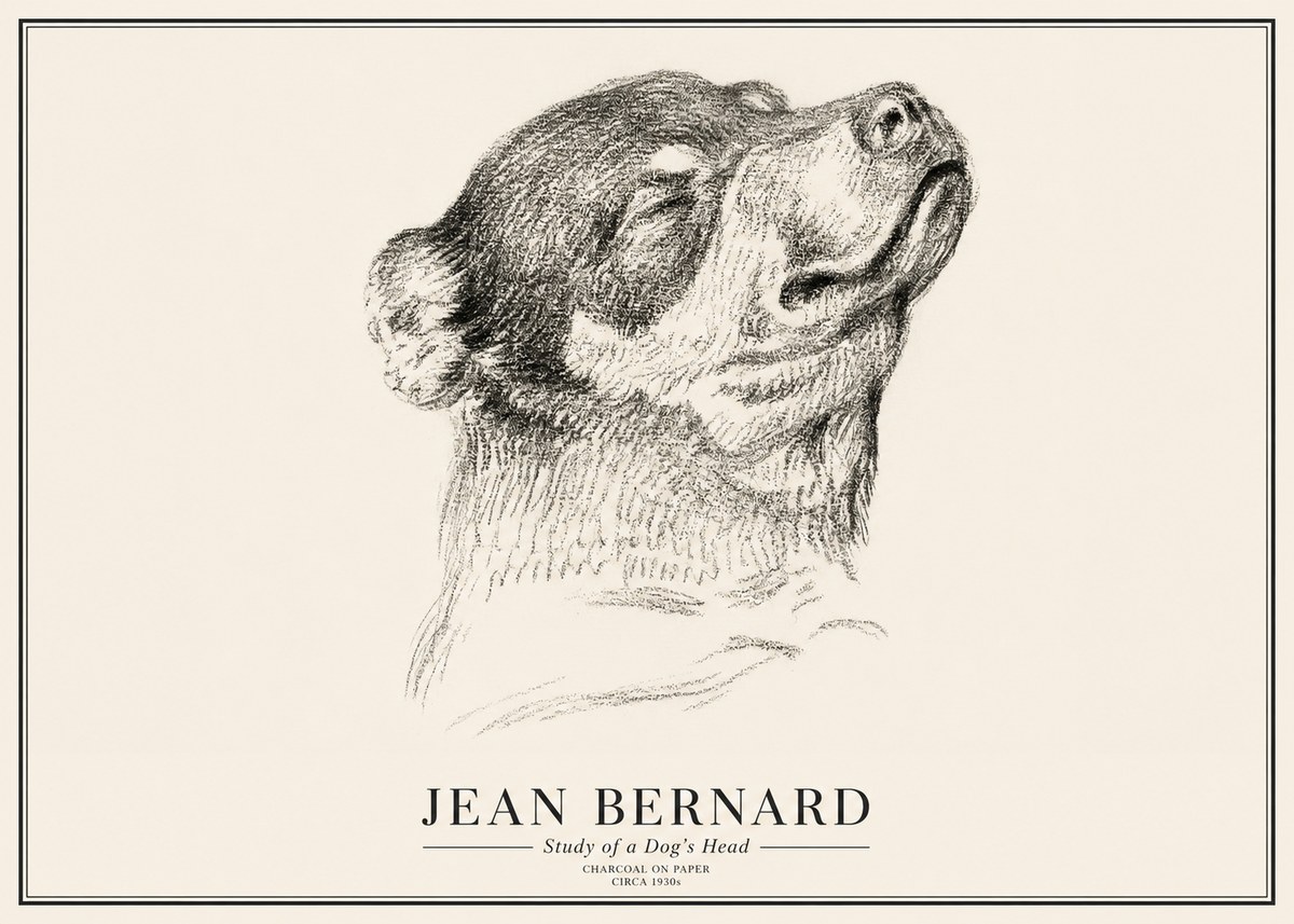 Jean Bernard Study of a Dog III No3 - Póster