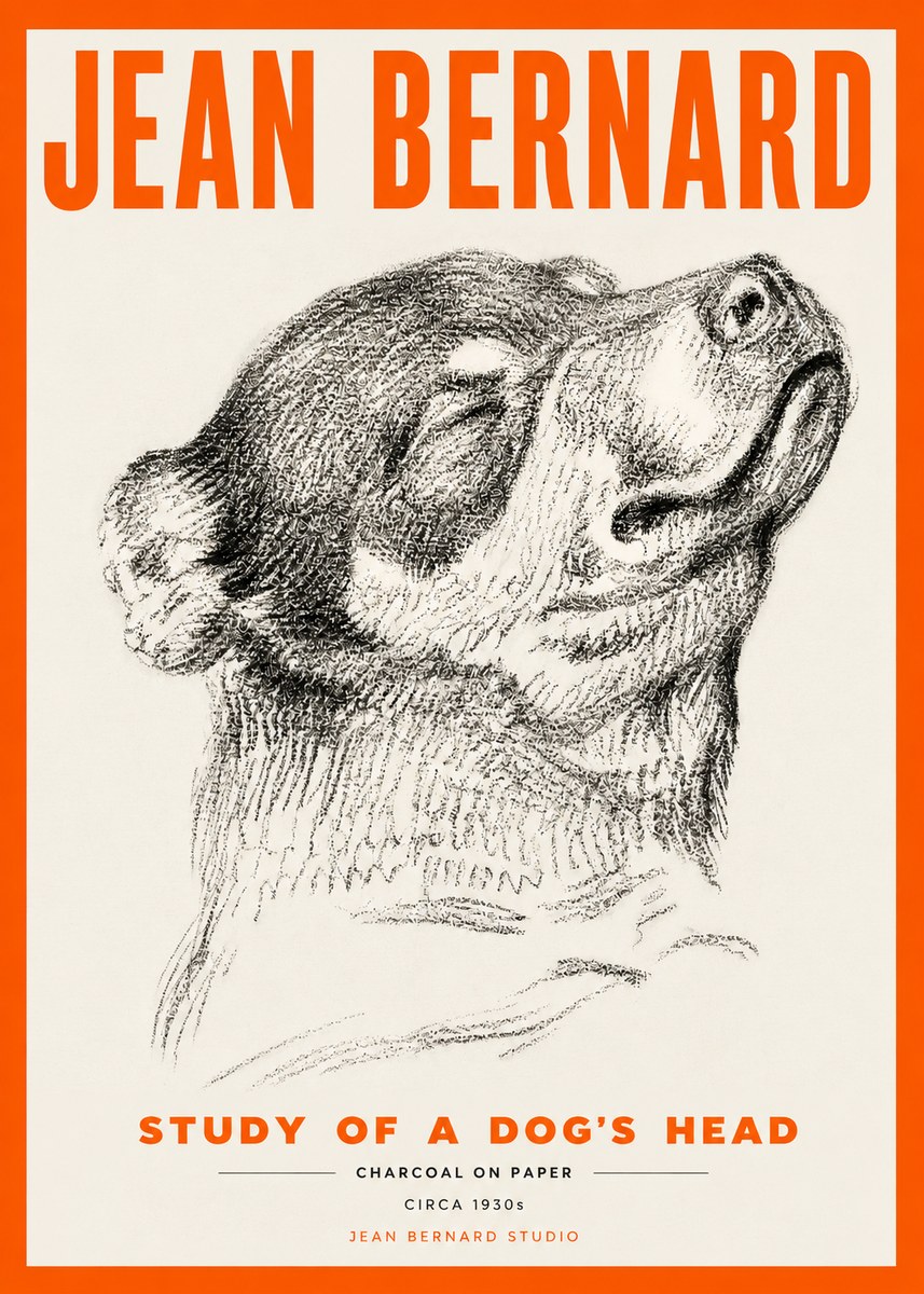 Jean Bernard Study of a Dog III No5 - Póster