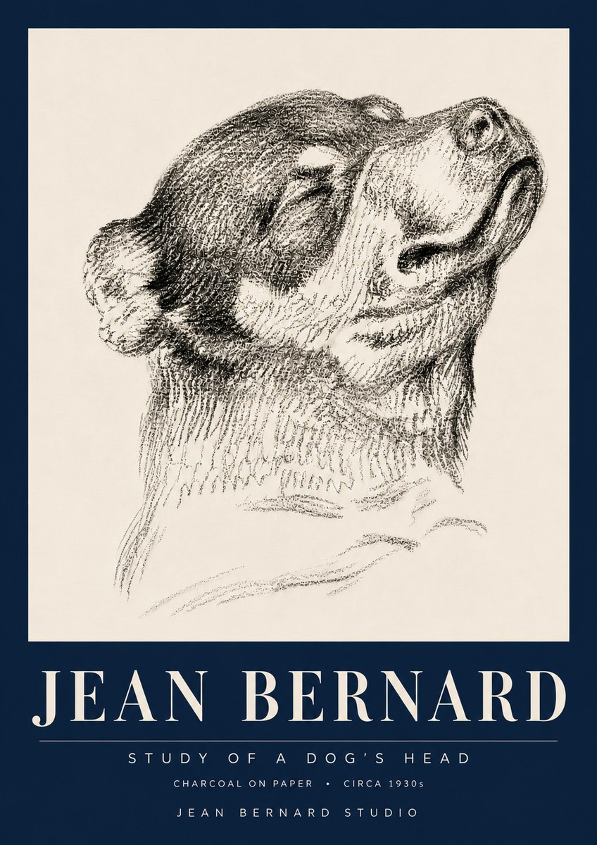 Jean Bernard Study of a Dog III No6 - Póster