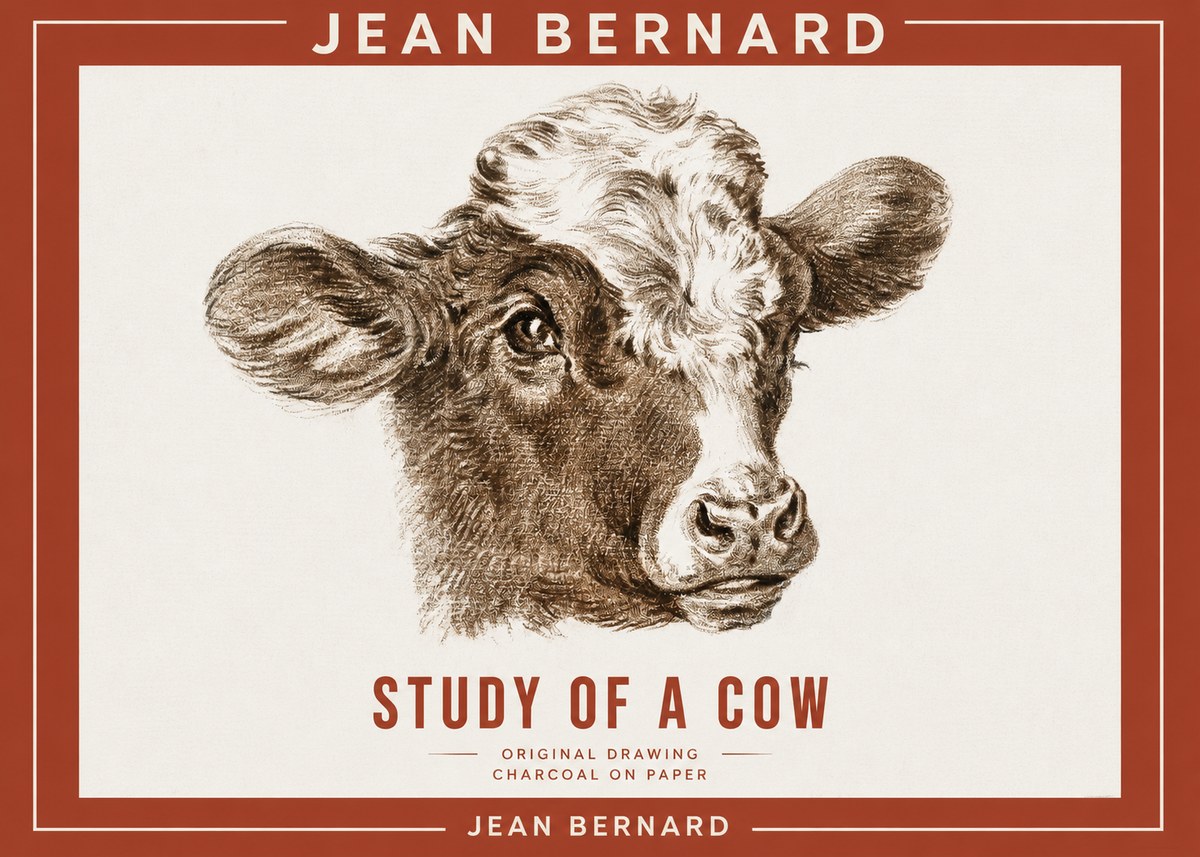 Jean Bernard Study of a Cow VIII No2 - Póster
