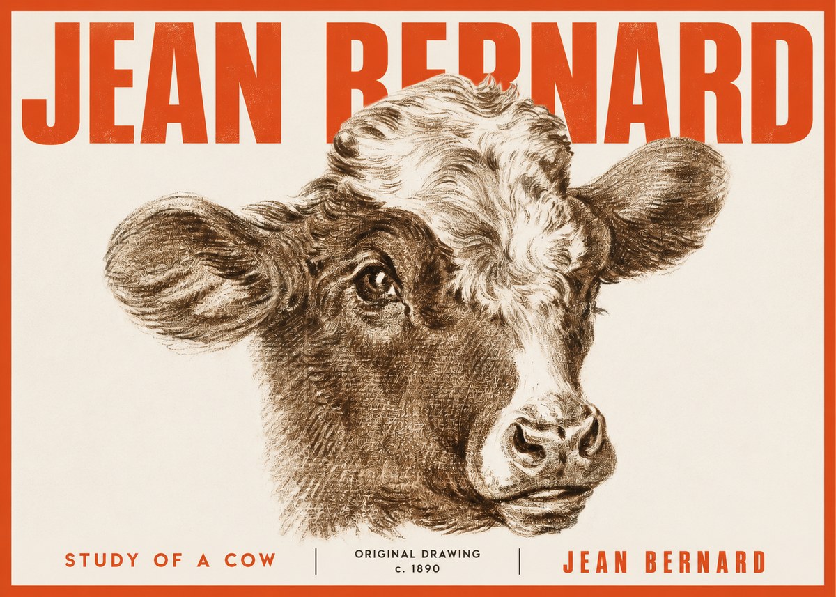 Jean Bernard Study of a Cow VIII No4 - Póster