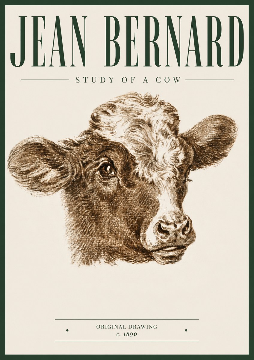 Jean Bernard Study of a Cow VIII No5 - Póster