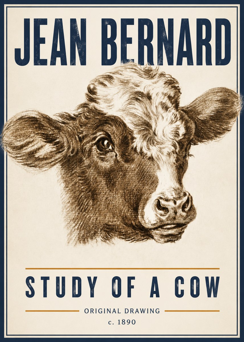 Jean Bernard Study of a Cow VIII No6 - Póster