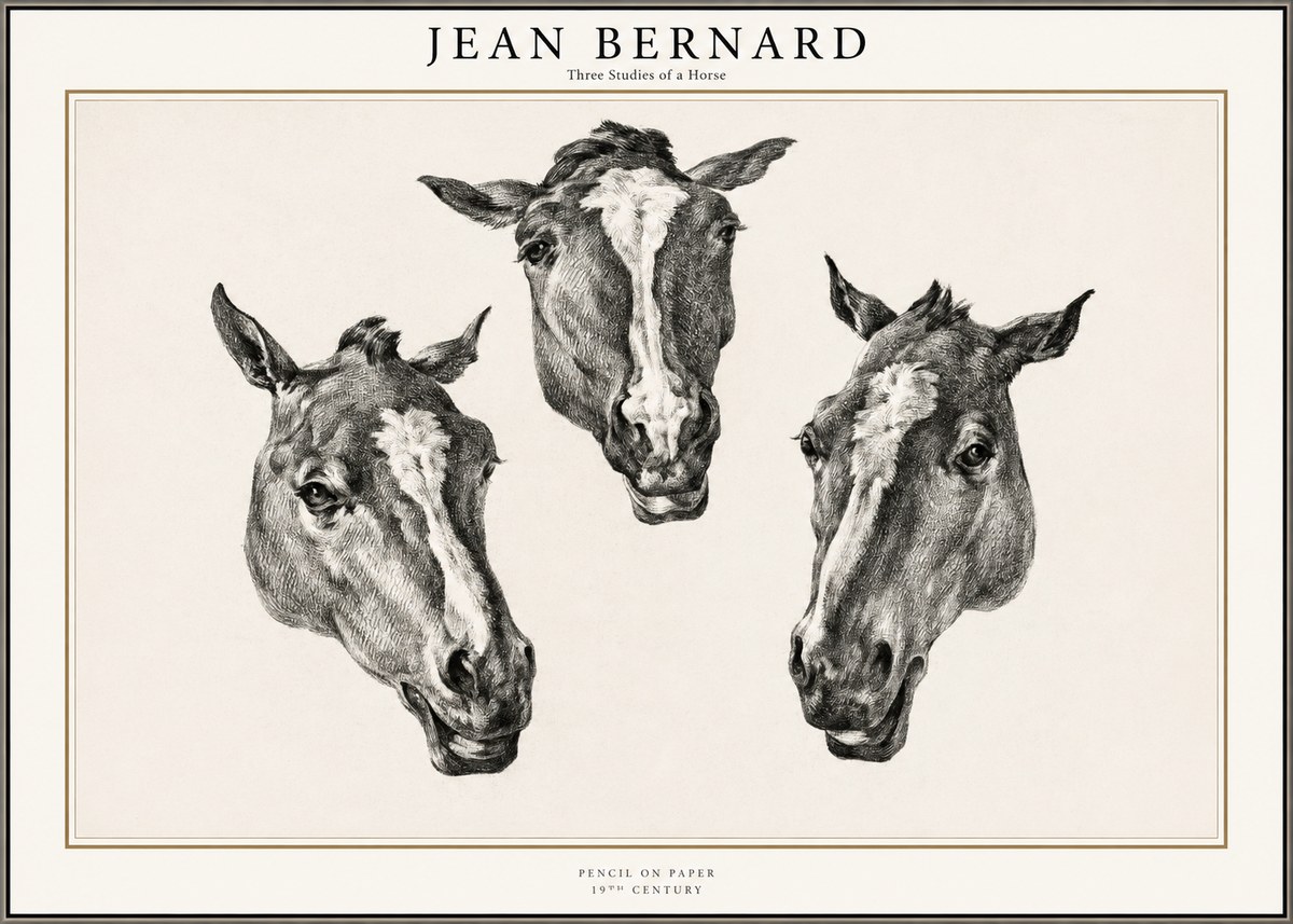 Jean Bernard Three Studies of a Horse No1 - Póster