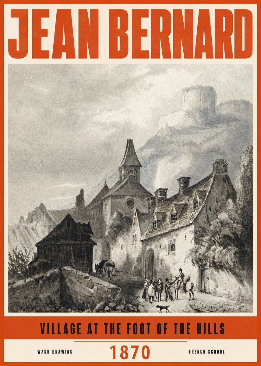 Jean Bernard Village at the Foot of the Hill No3 - Póster