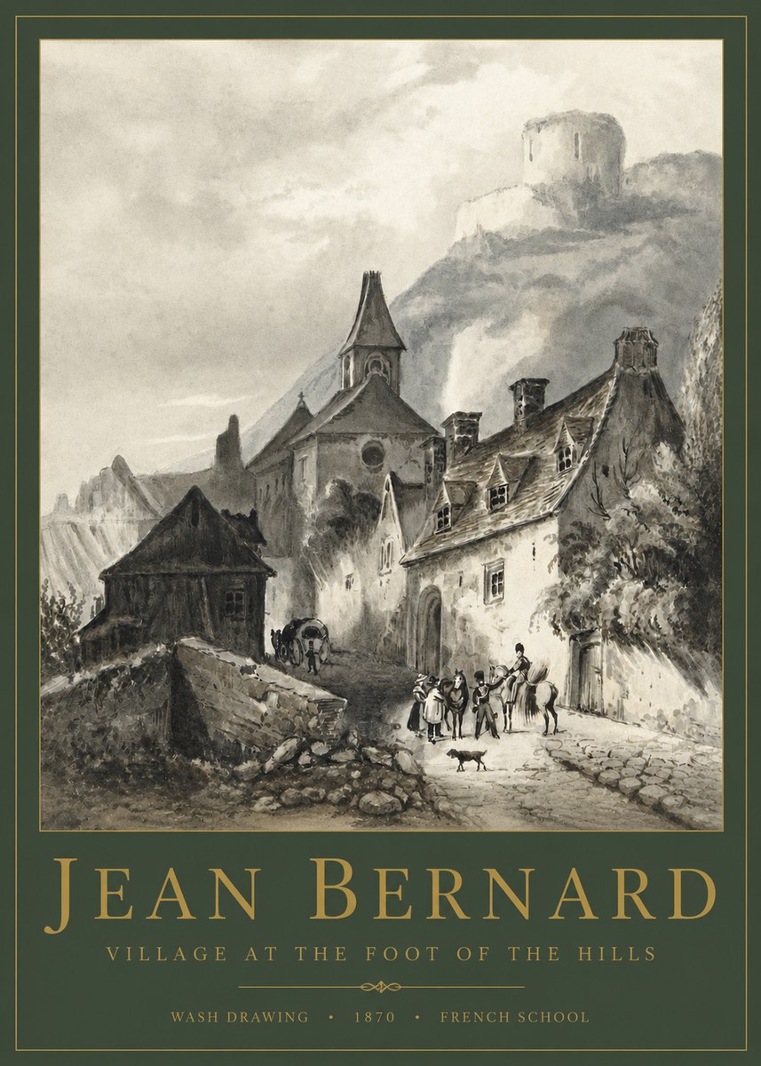 Jean Bernard Village at the Foot of the Hill No4 - Póster