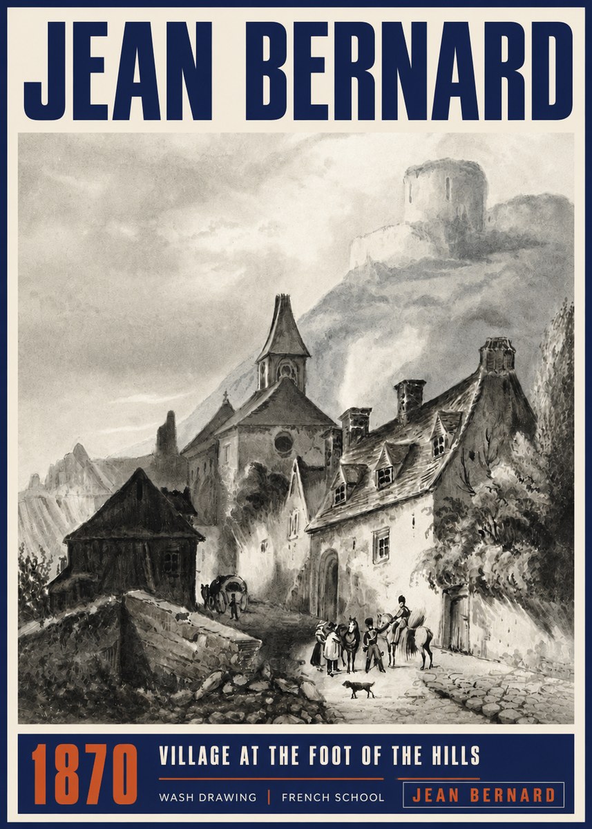 Jean Bernard Village at the Foot of the Hill No5 - Póster