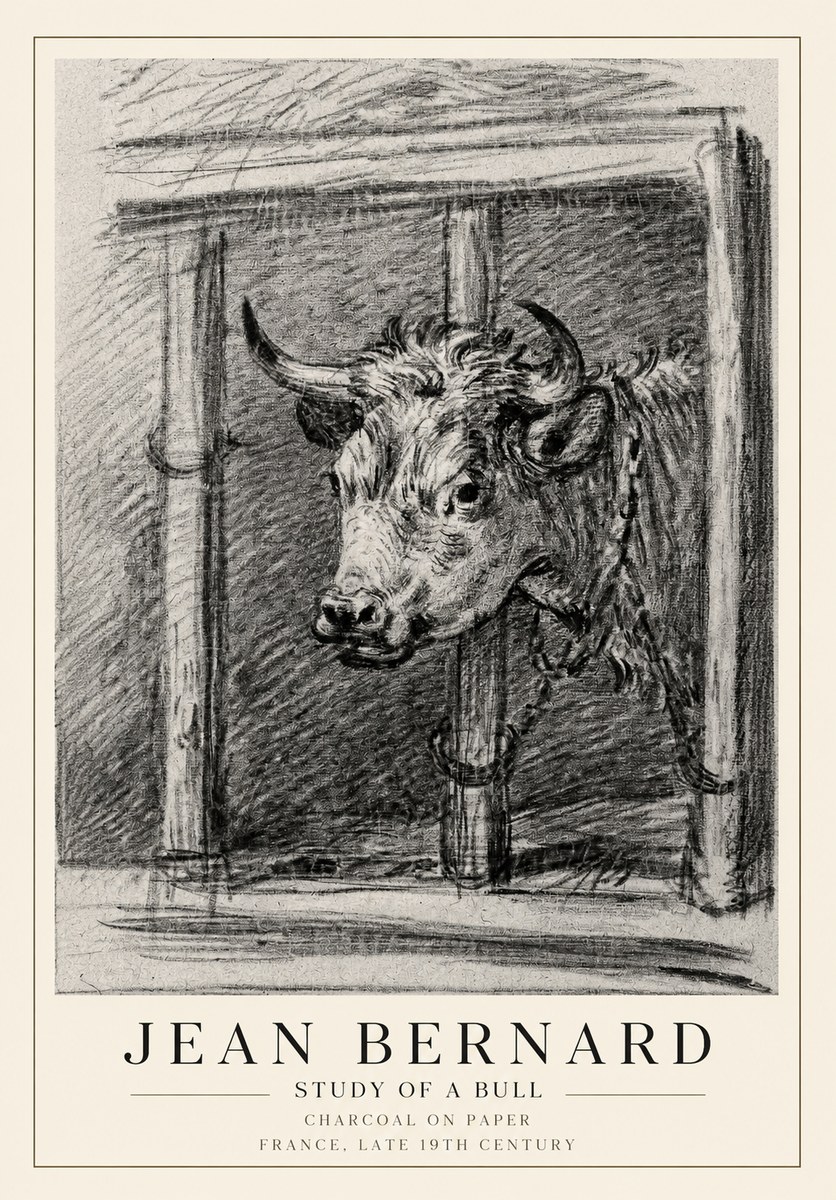 Jean Bernard Study of a Bull II No1 - Póster