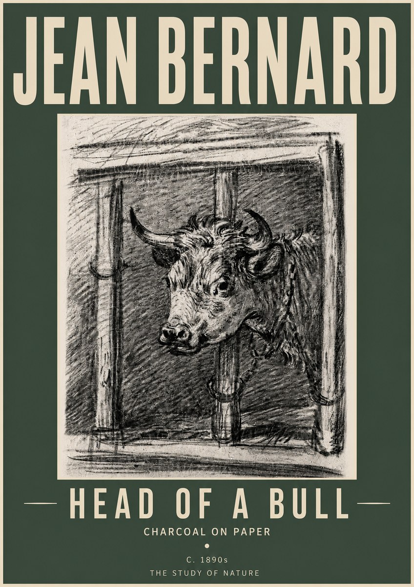 Jean Bernard Study of a Bull II No5 - Póster