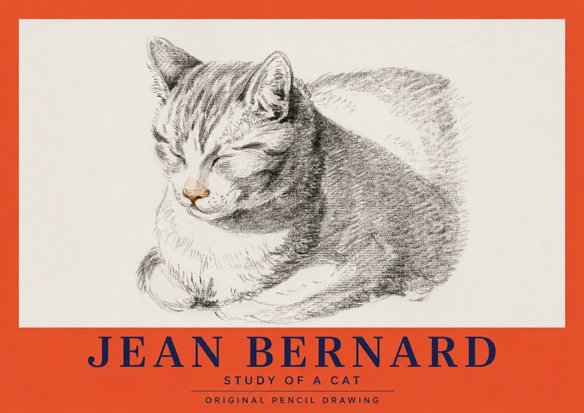Jean Bernard Sleeping Cat VI No3 - Póster