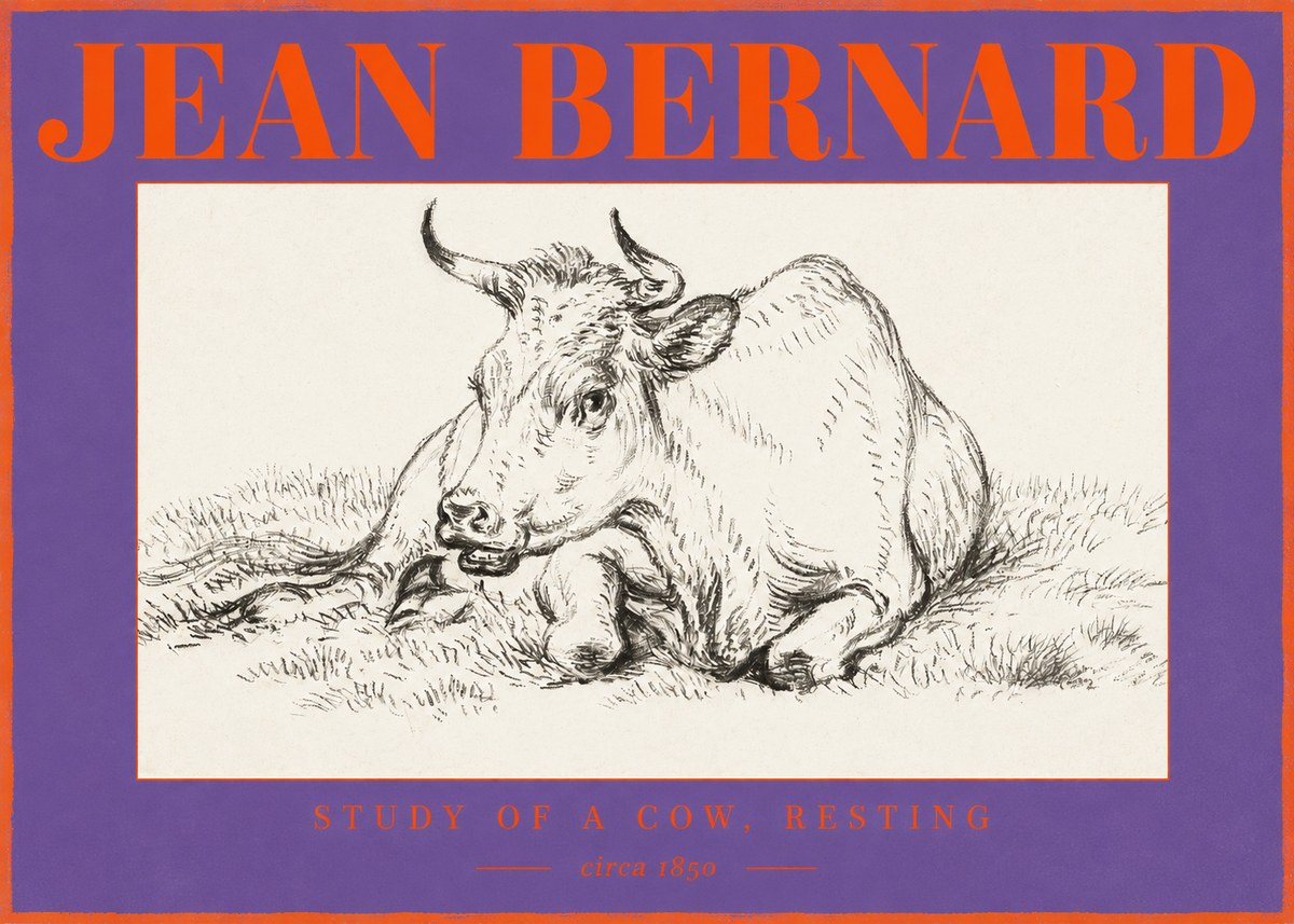 Jean Bernard Study of a Cow, Resting No2 - Póster