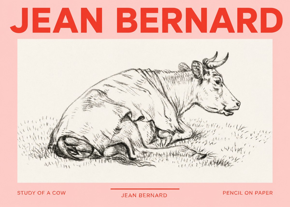Jean Bernard Resting Cow III No3 - Póster