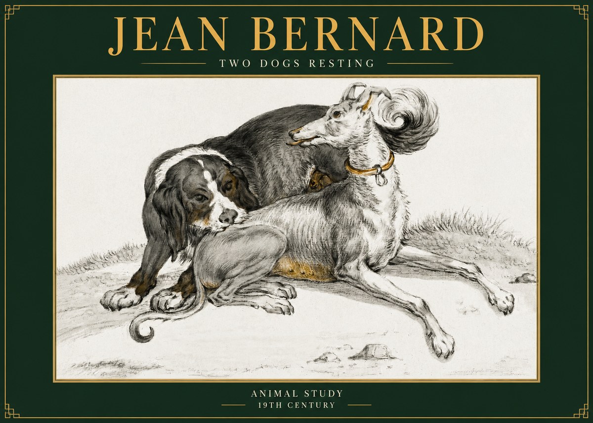 Jean Bernard Two Dogs Resting No5 - Póster