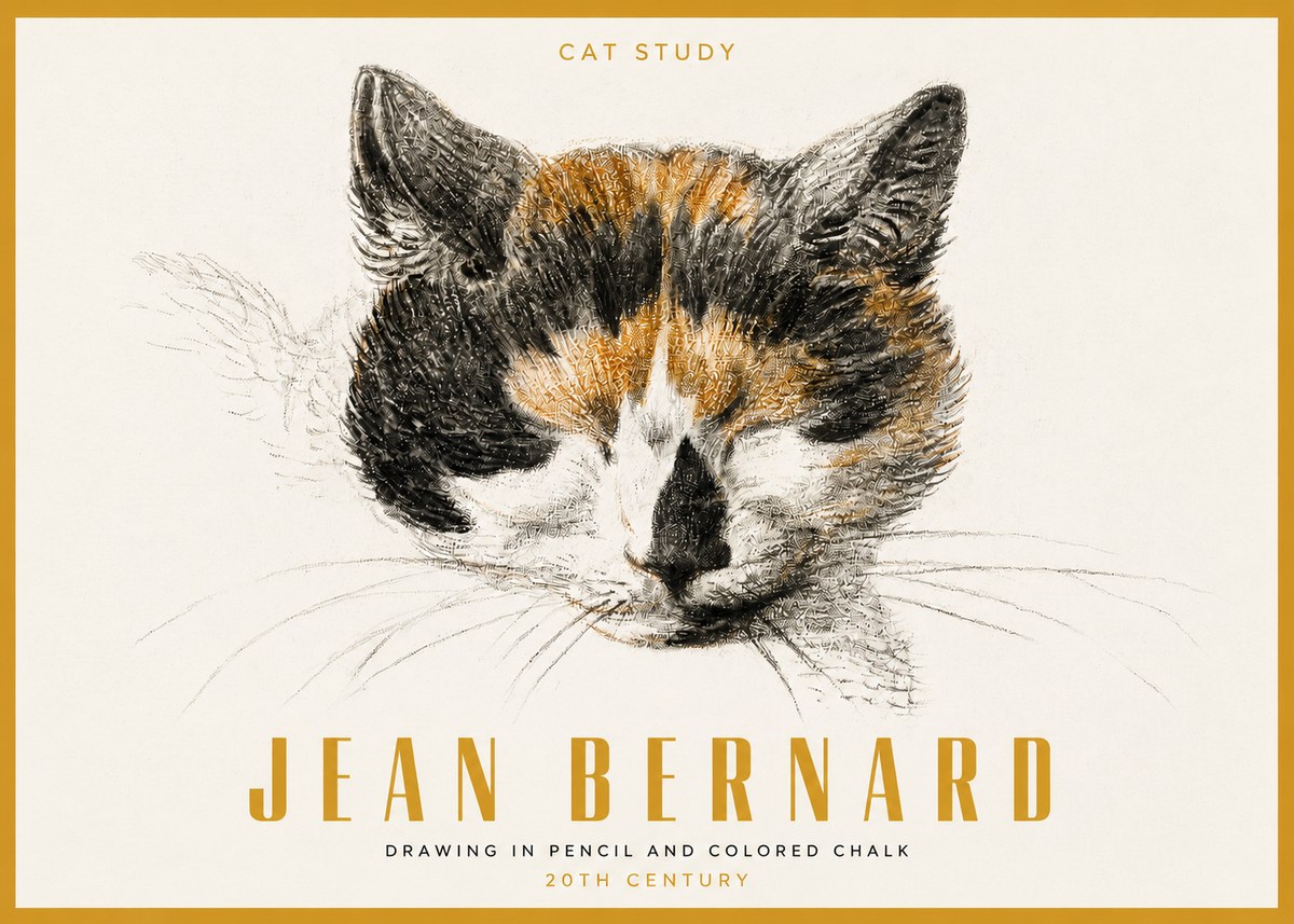 Jean Bernard Cat Study VIII No3 - Póster