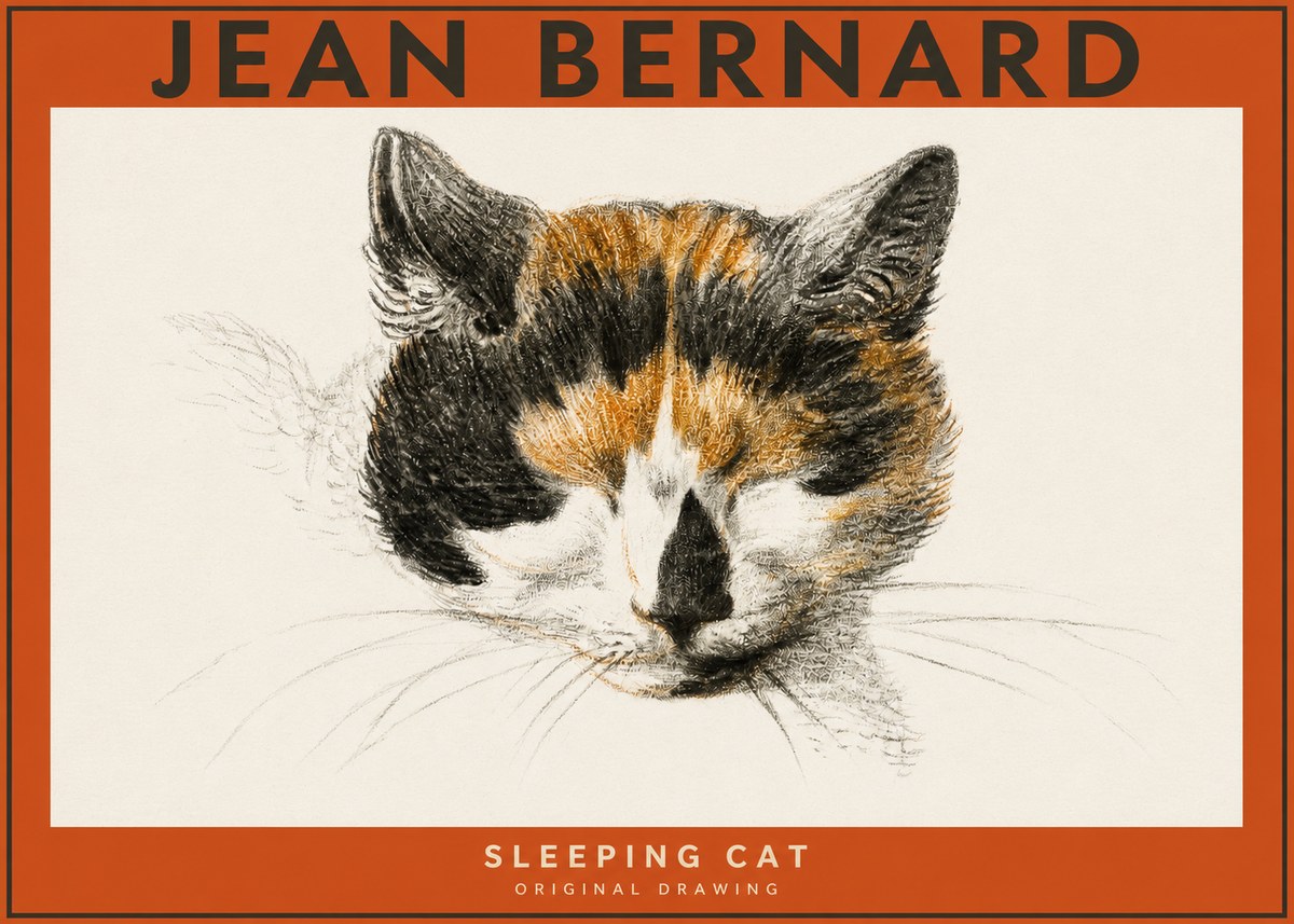 Jean Bernard Cat Study VIII No5 - Póster