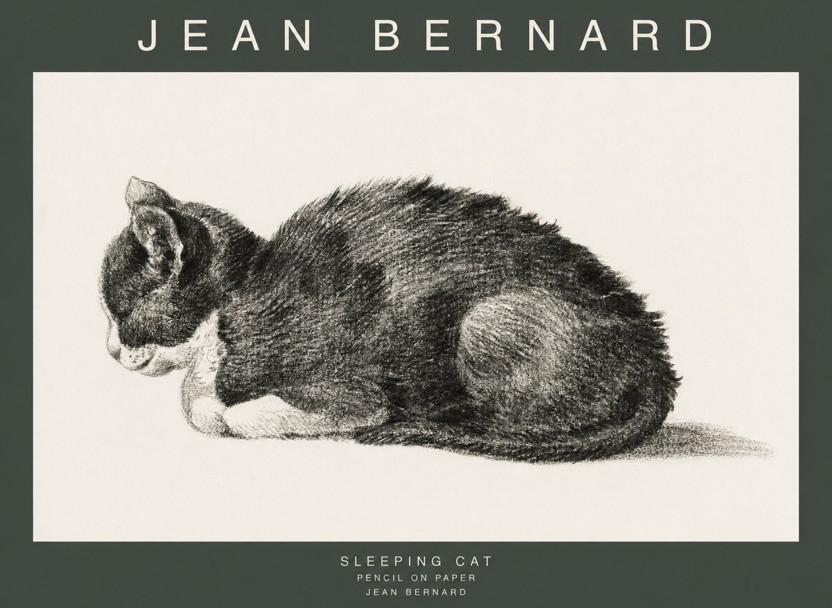 Jean Bernard Sleeping Cat VII No1 - Póster