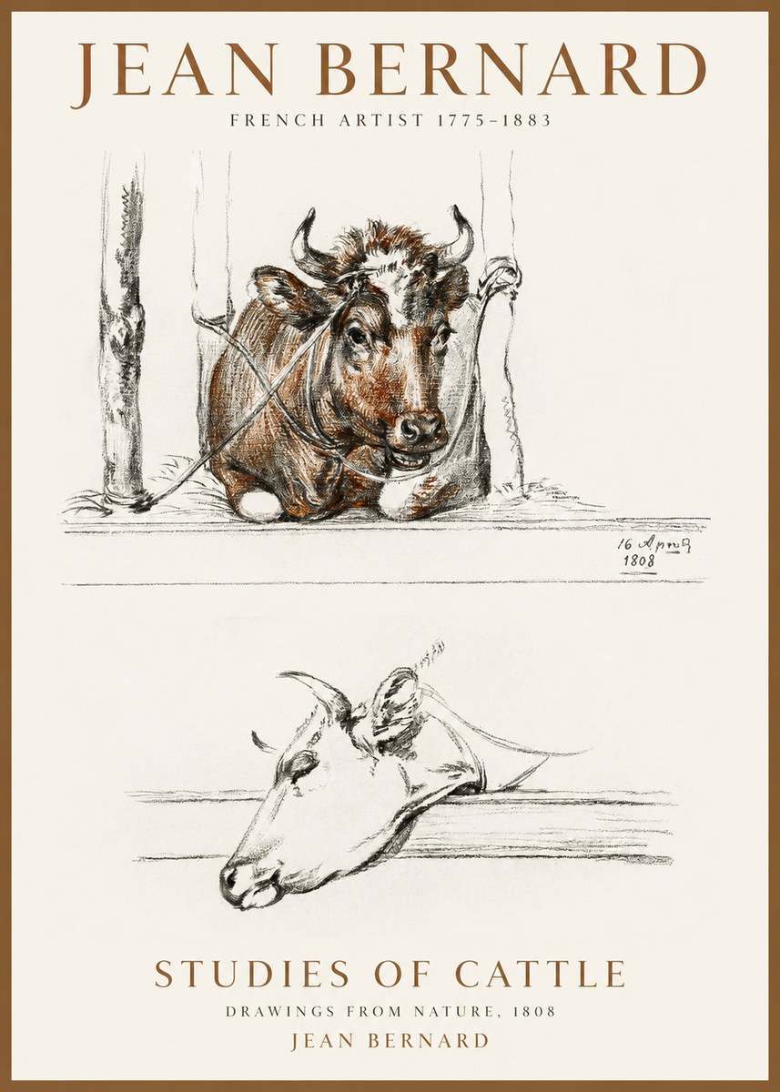 Jean Bernard Studies of Cattle III No1 - Póster