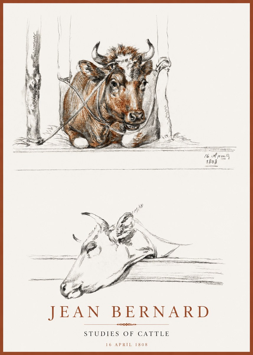 Jean Bernard Studies of Cattle III No2 - Póster