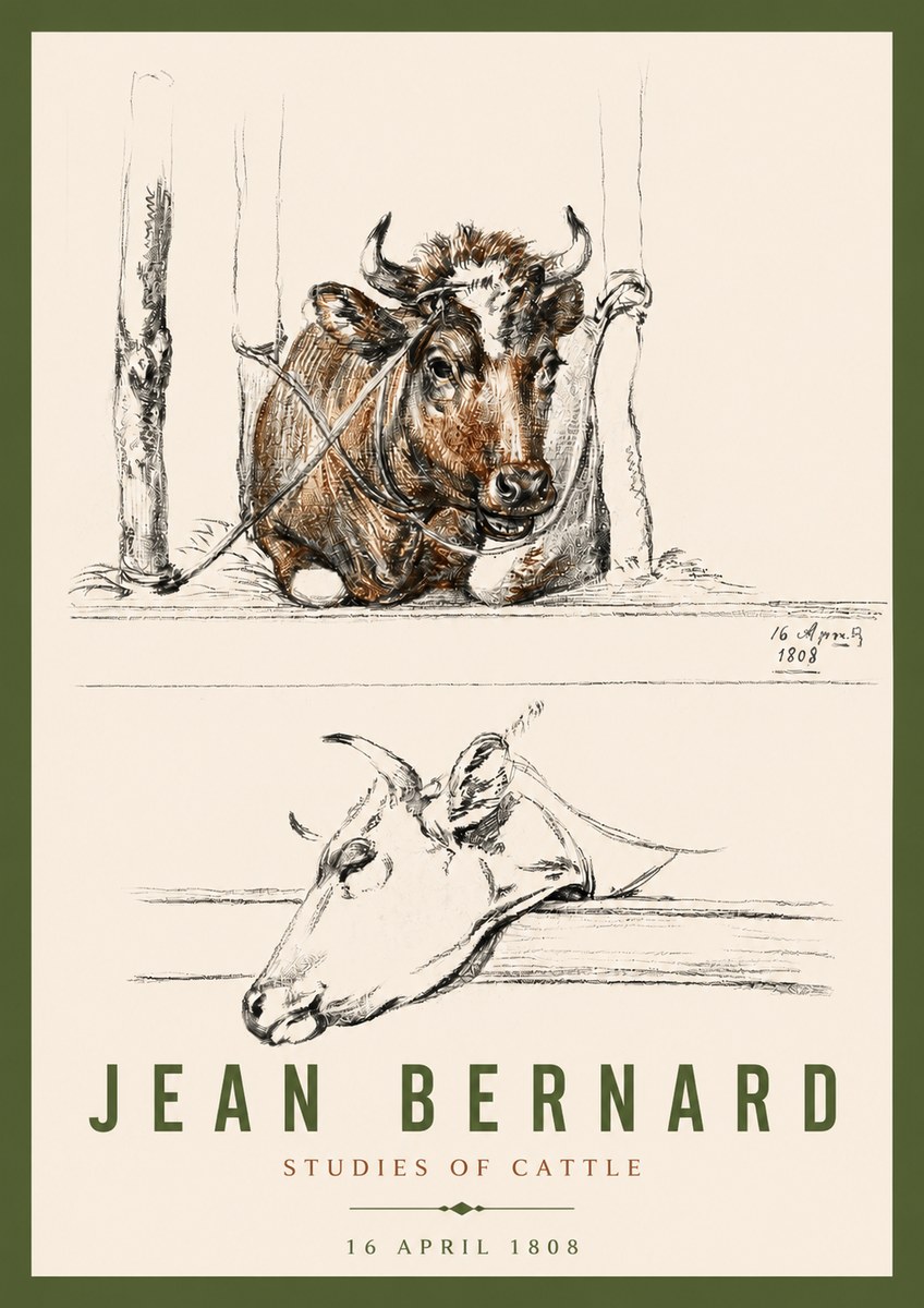 Jean Bernard Studies of Cattle III No4 - Póster