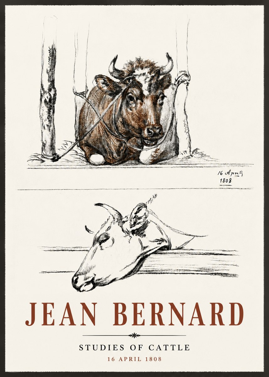 Jean Bernard Studies of Cattle III No6 - Póster