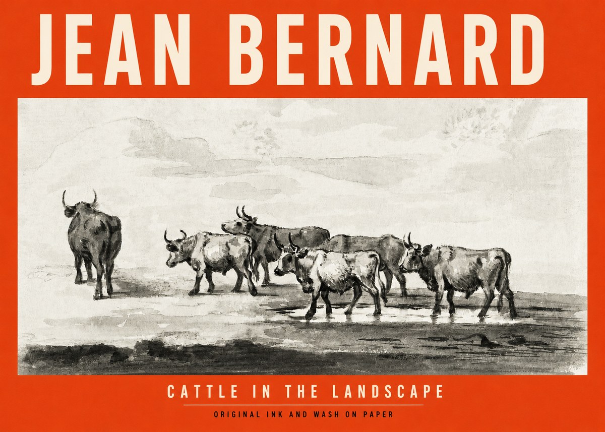 Jean Bernard Cattle in the Landscape No2 - Póster