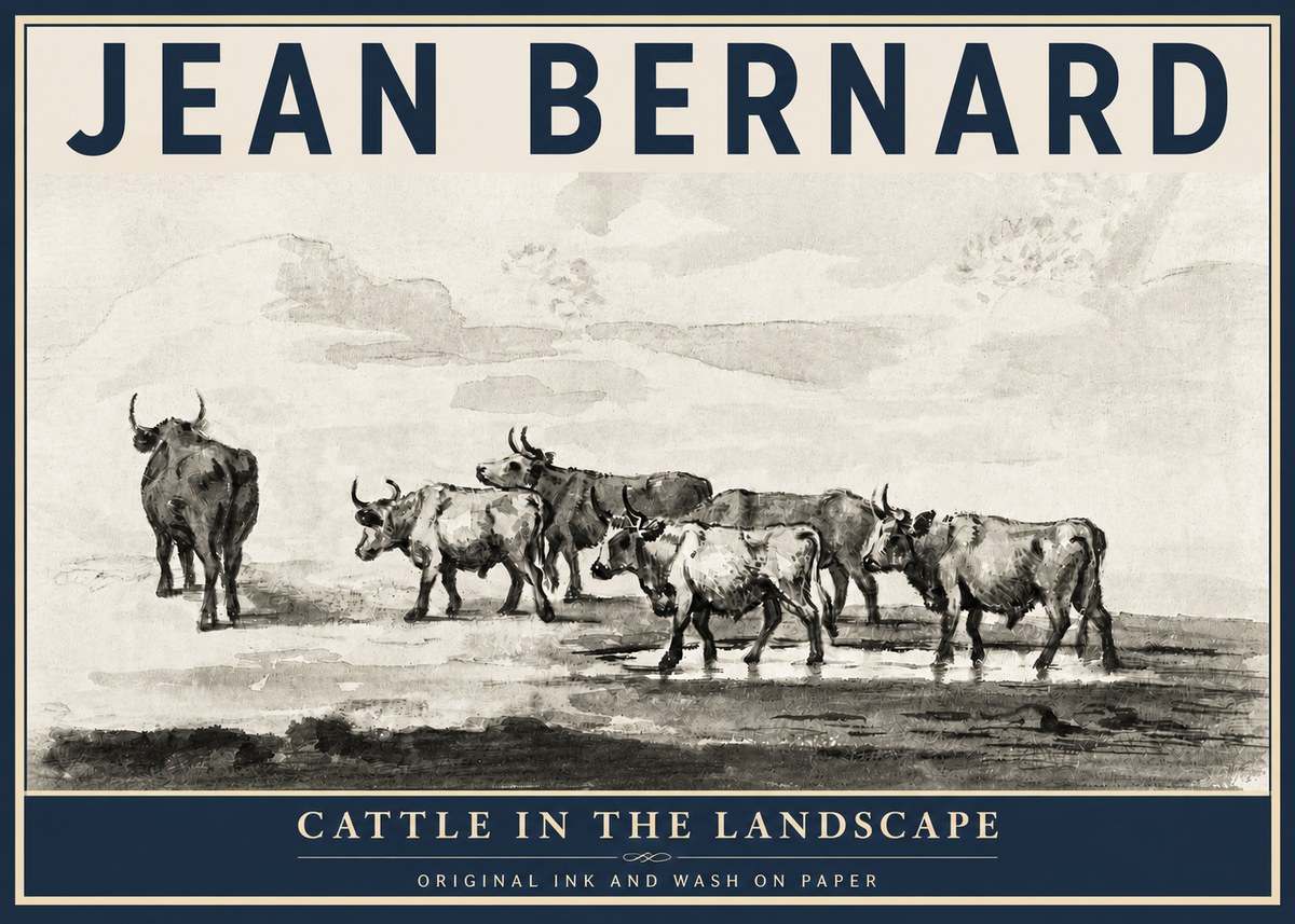 Jean Bernard Cattle in the Landscape No3 - Póster