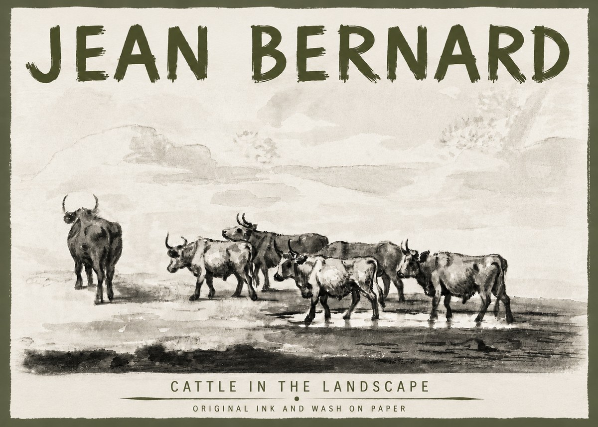Jean Bernard Cattle in the Landscape No5 - Póster