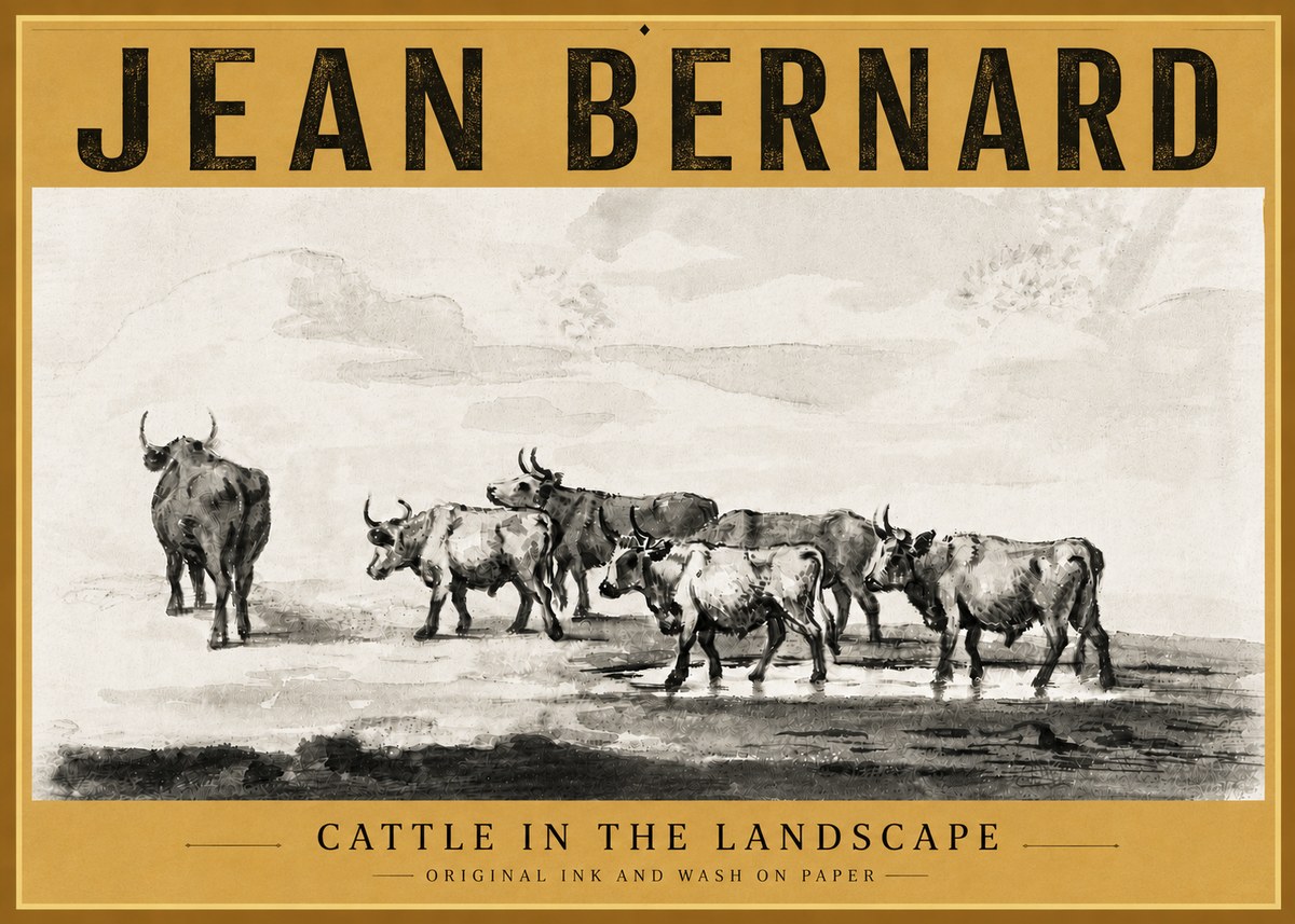 Jean Bernard Cattle in the Landscape No6 - Póster