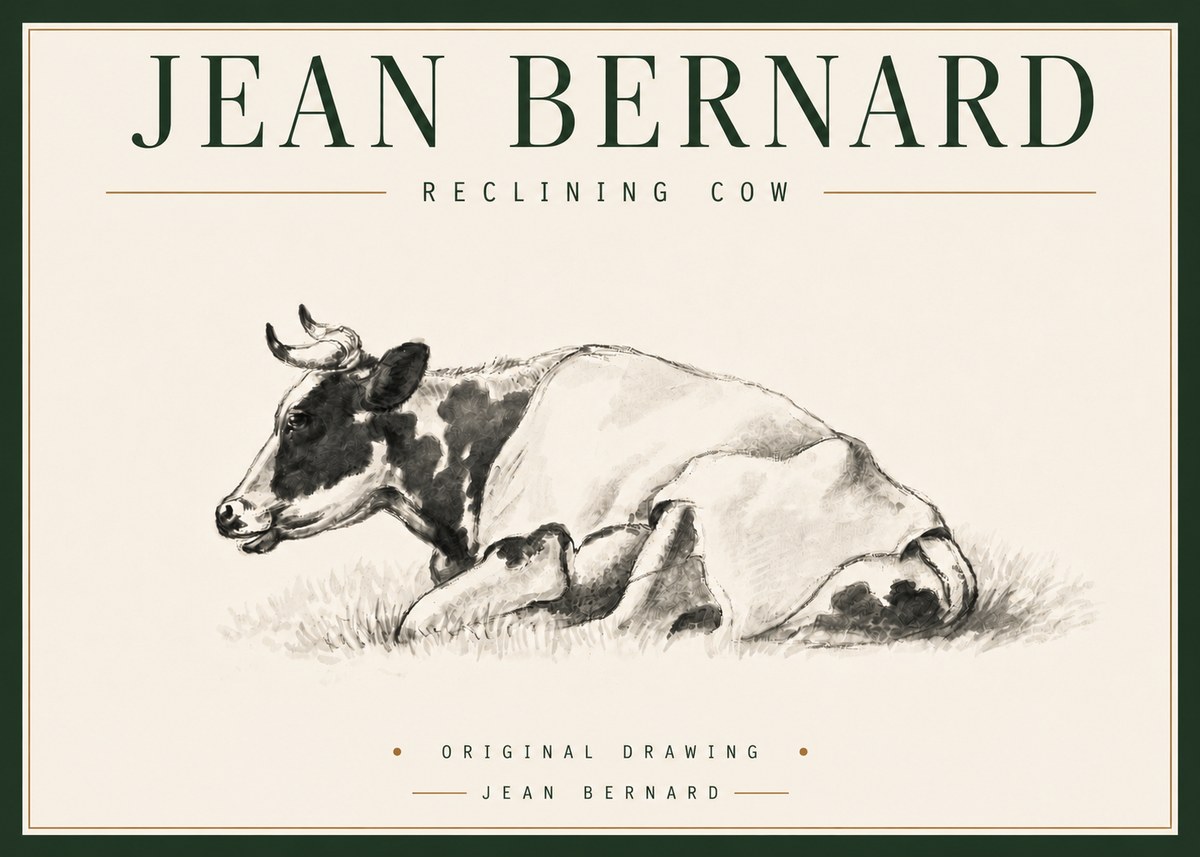 Jean Bernard Reclining Cow II No4 - Póster