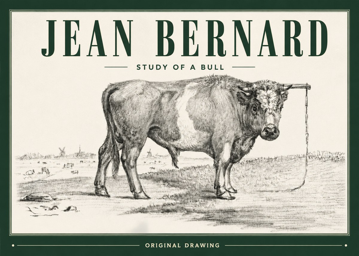 Jean Bernard Study of a Bull III No3 - Póster