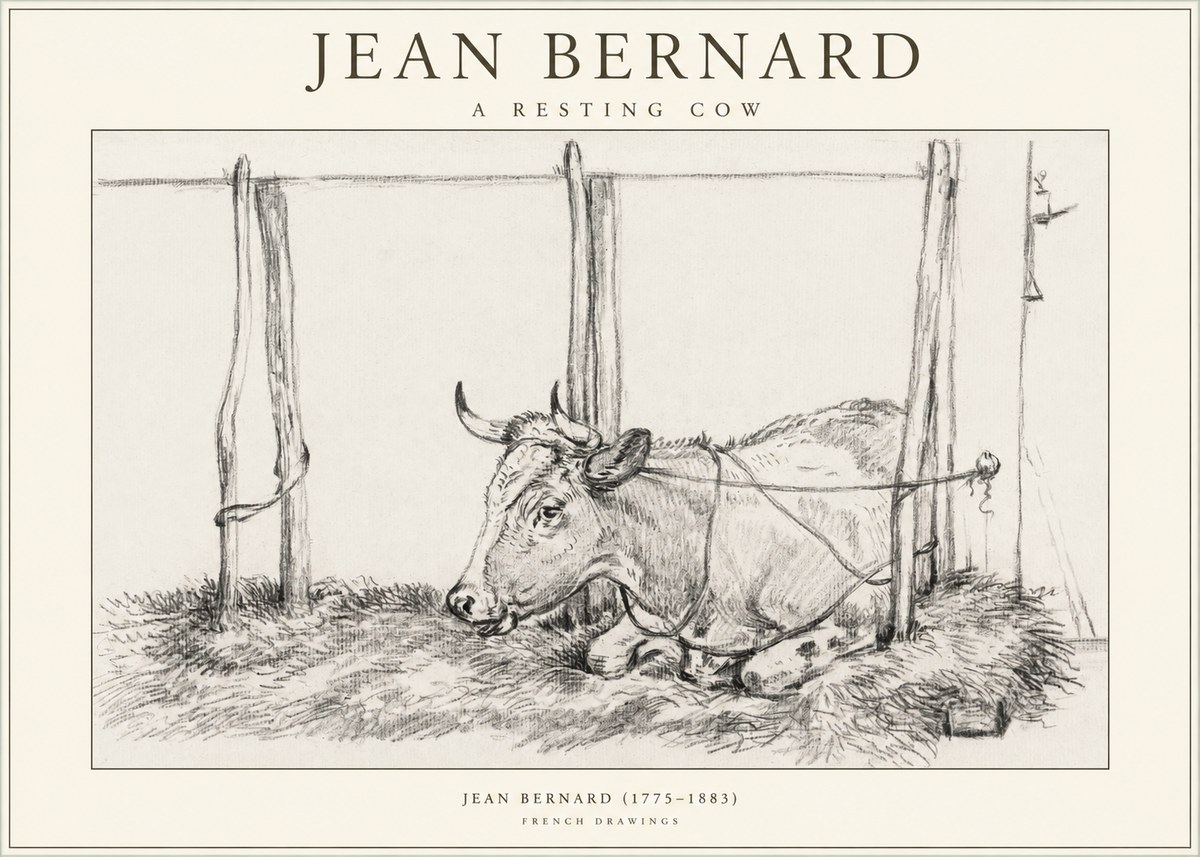 Jean Bernard A Resting Cow No1 - Póster