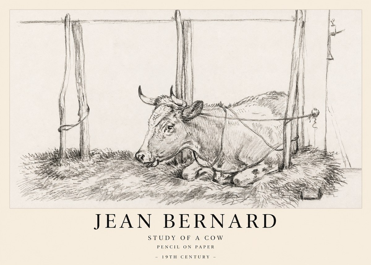 Jean Bernard A Resting Cow No2 - Póster