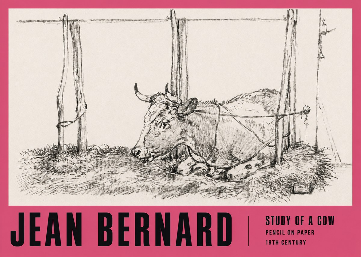 Jean Bernard A Resting Cow No3 - Póster
