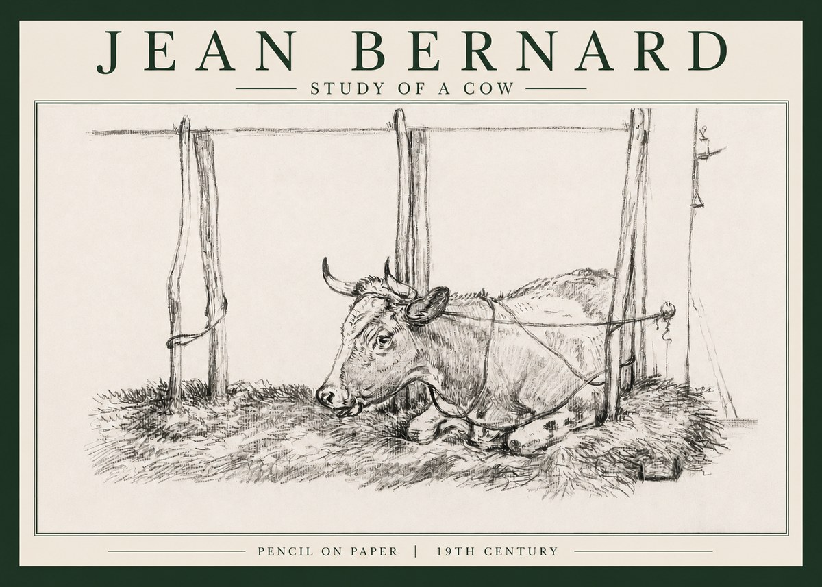 Jean Bernard A Resting Cow No4 - Póster