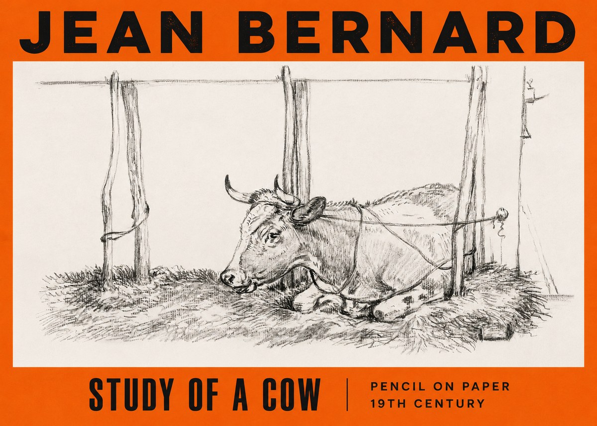 Jean Bernard A Resting Cow No5 - Póster