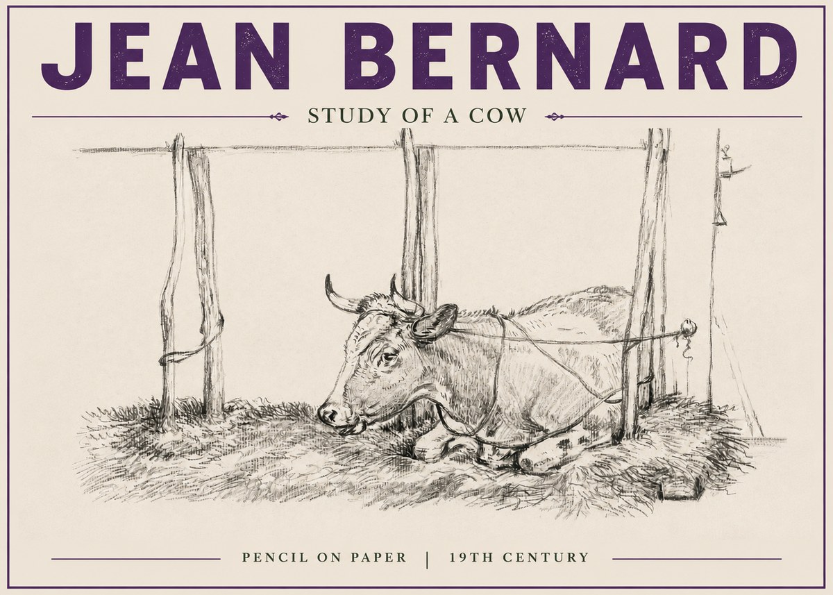 Jean Bernard A Resting Cow No6 - Póster