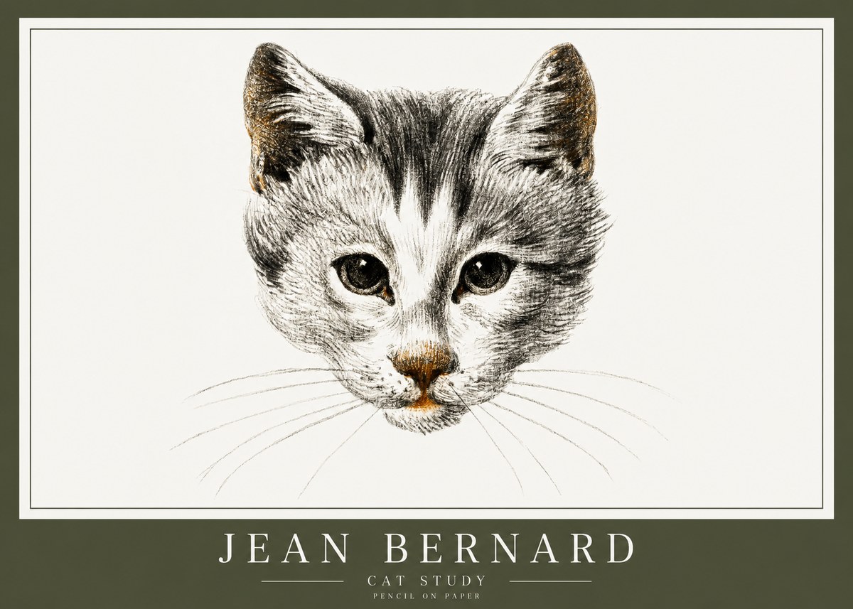 Jean Bernard Cat Study IX No1 - Póster