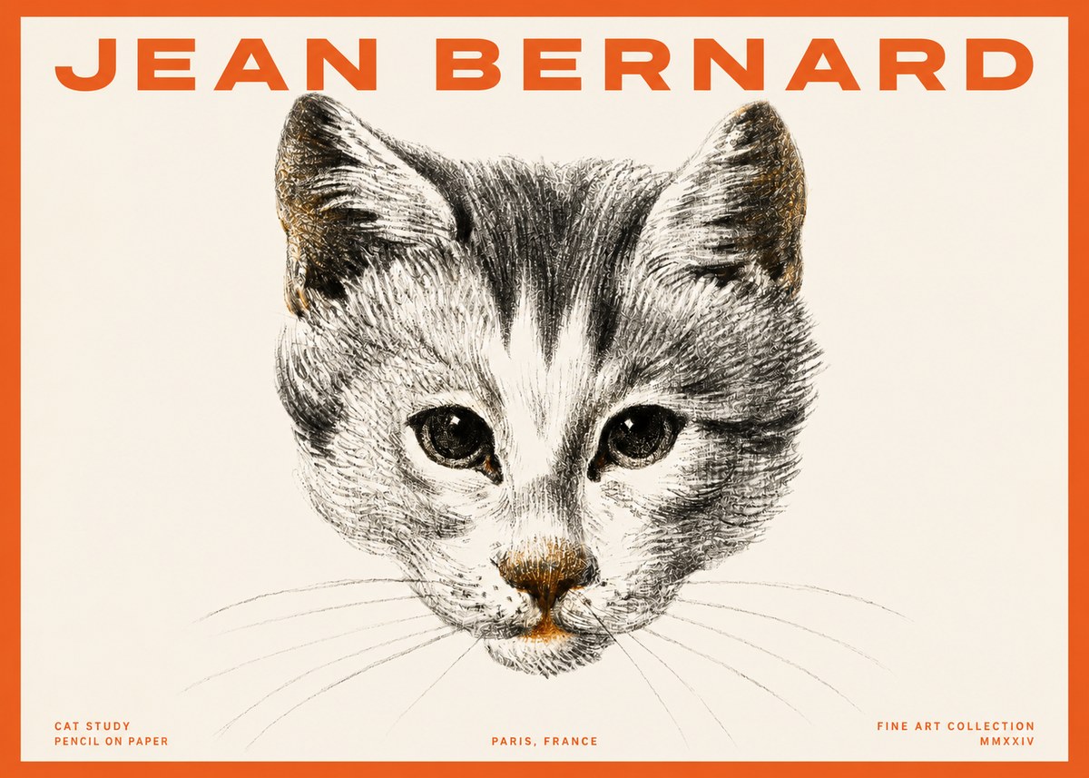Jean Bernard Cat Study IX No2 - Póster
